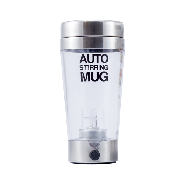 แก้วคนเครื่องดื่มไฟฟ้าในตัว 400 มล. กดปุ่มเดียวผสมกาแฟ เวย์ โกโก้ ไม่ต้องใช้ช้อน ตัวแก้วใส ฝาปิดล็อคได้