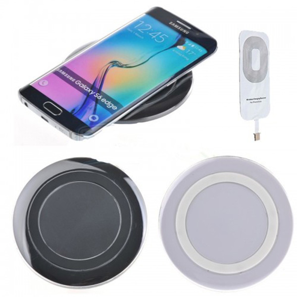 แท่นชาร์จไร้สายวางแล้วชาร์จ พร้อมแผ่นรับสัญญาณ Micro USB อัปเกรดมือถือพอร์ต Micro ให้ชาร์จไร้สายได้ มีไฟ LED ตัดไฟอัตโนมัติ