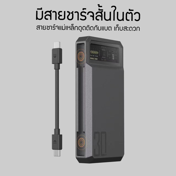 พาวเวอร์แบงค์ Orsen by Eloop E59 20000mAh ชาร์จเร็ว PD 30W มีสายชาร์จในตัว