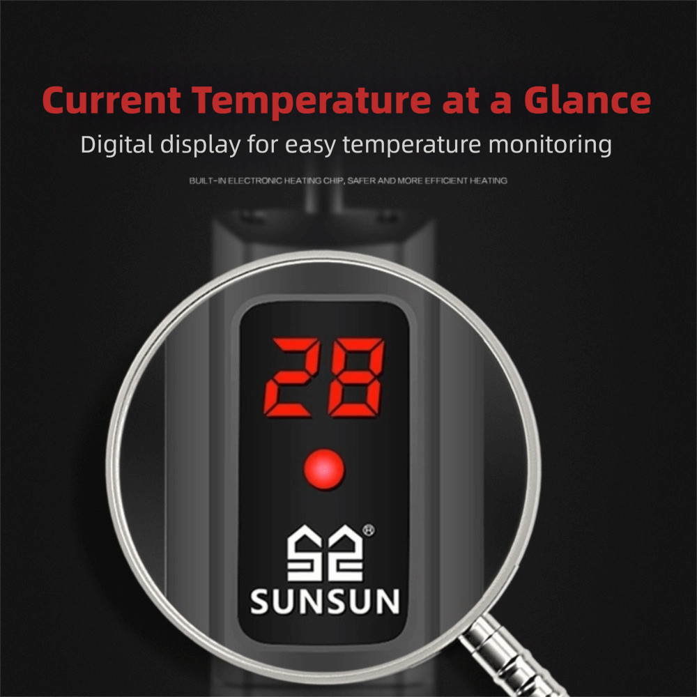 RIPPL แท่งทําความร้อนตู้ปลา,ควบคุมอุณหภูมิภายนอก GR -Proof Glass Digital Display ก้านทําความร้อน,ประหยัดพลังงาน LCD Digital Display Aquarium เครื่องทําความร้อนตู้ปลา 2