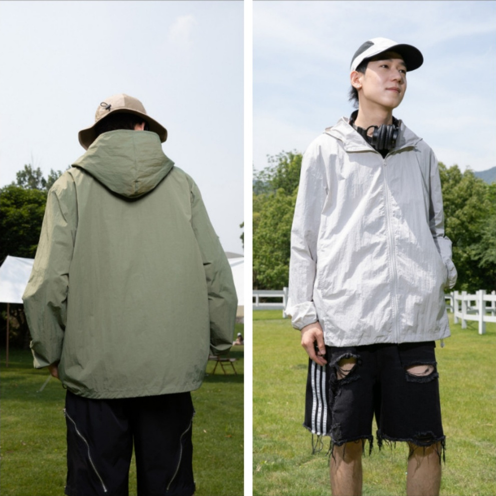 GENIO LAMODE เสื้อกันลมกันแดด UPF 100+ ผ้าไหมน้ำแข็ง มีกระเป๋าด้านข้าง 9